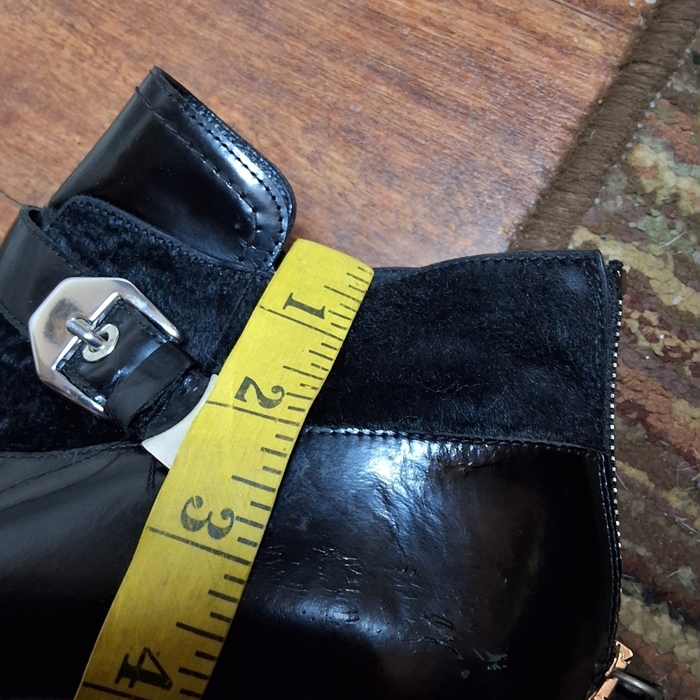 Stuart Weitzman Negev Jet Mirror Leather And Calf Black Leather Booties 9 - Picture 11 of 13